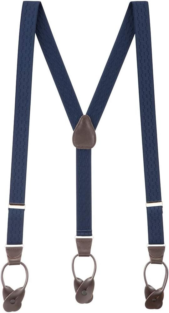 Navy Jacquard New Wave Button | SuspenderStore