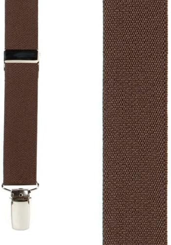 1 Inch Wide Clip Suspenders (X-Back) - BROWN