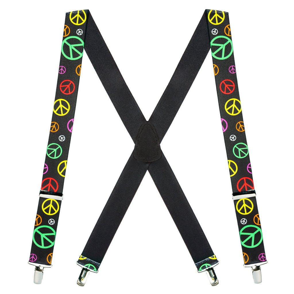Peace Sign Suspenders - 1.5 Inch Wide
