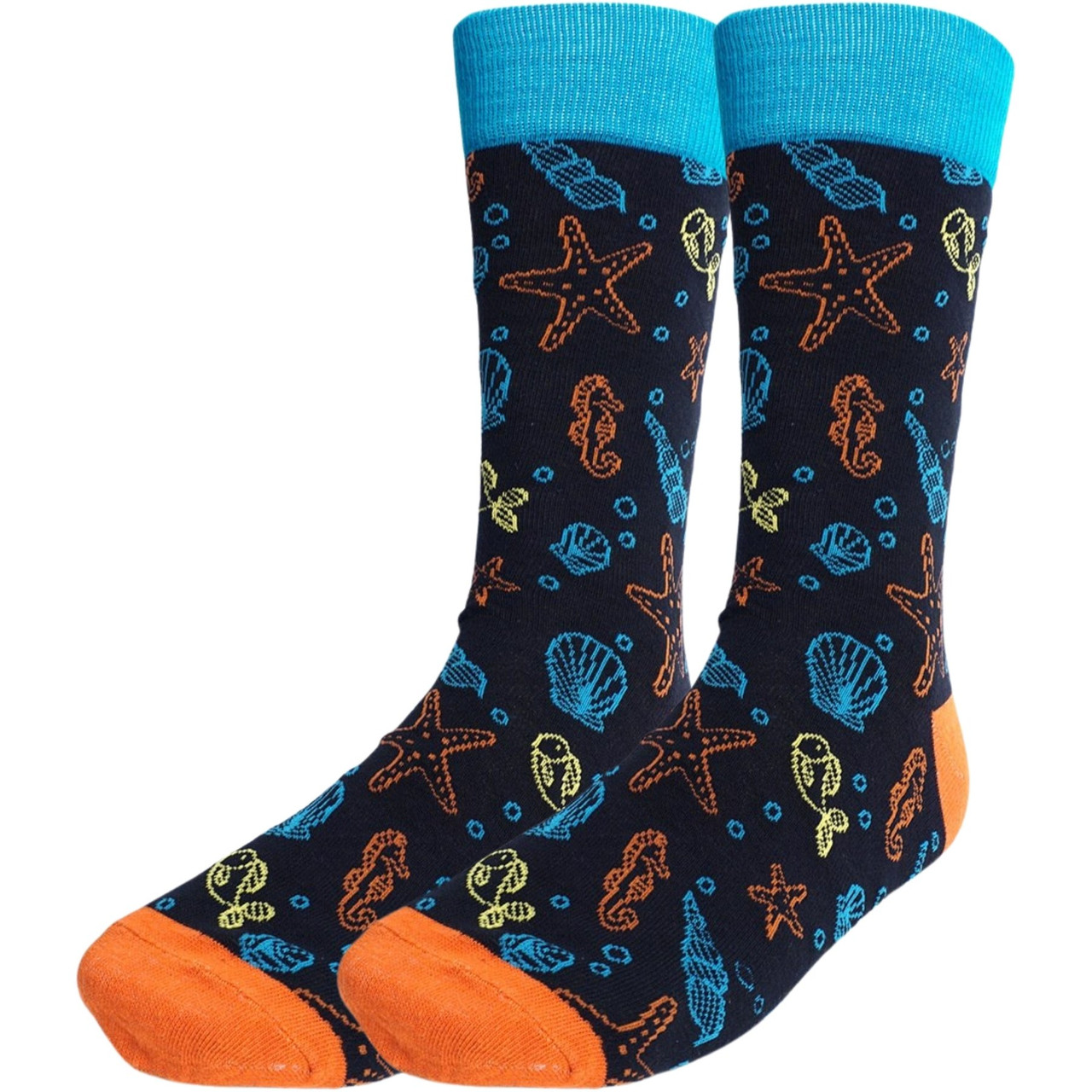 Men's Crew Socks with Underwater Sea Creature Print