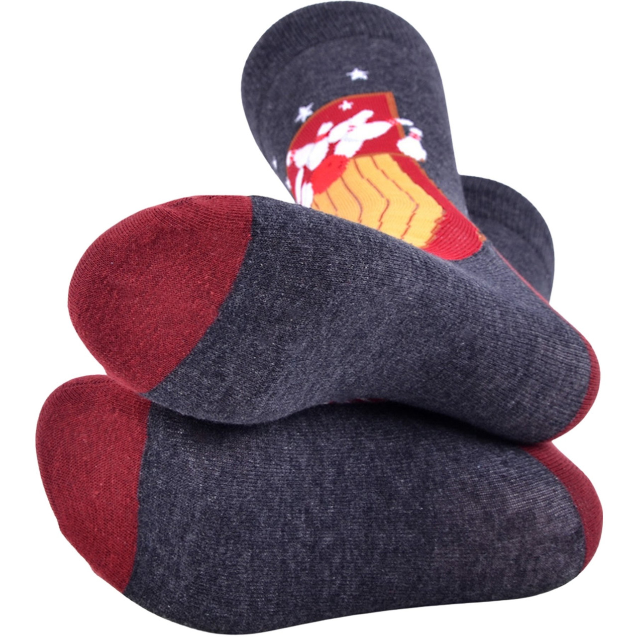 Men's Crew Socks with Bowling Strike Design - Charcoal