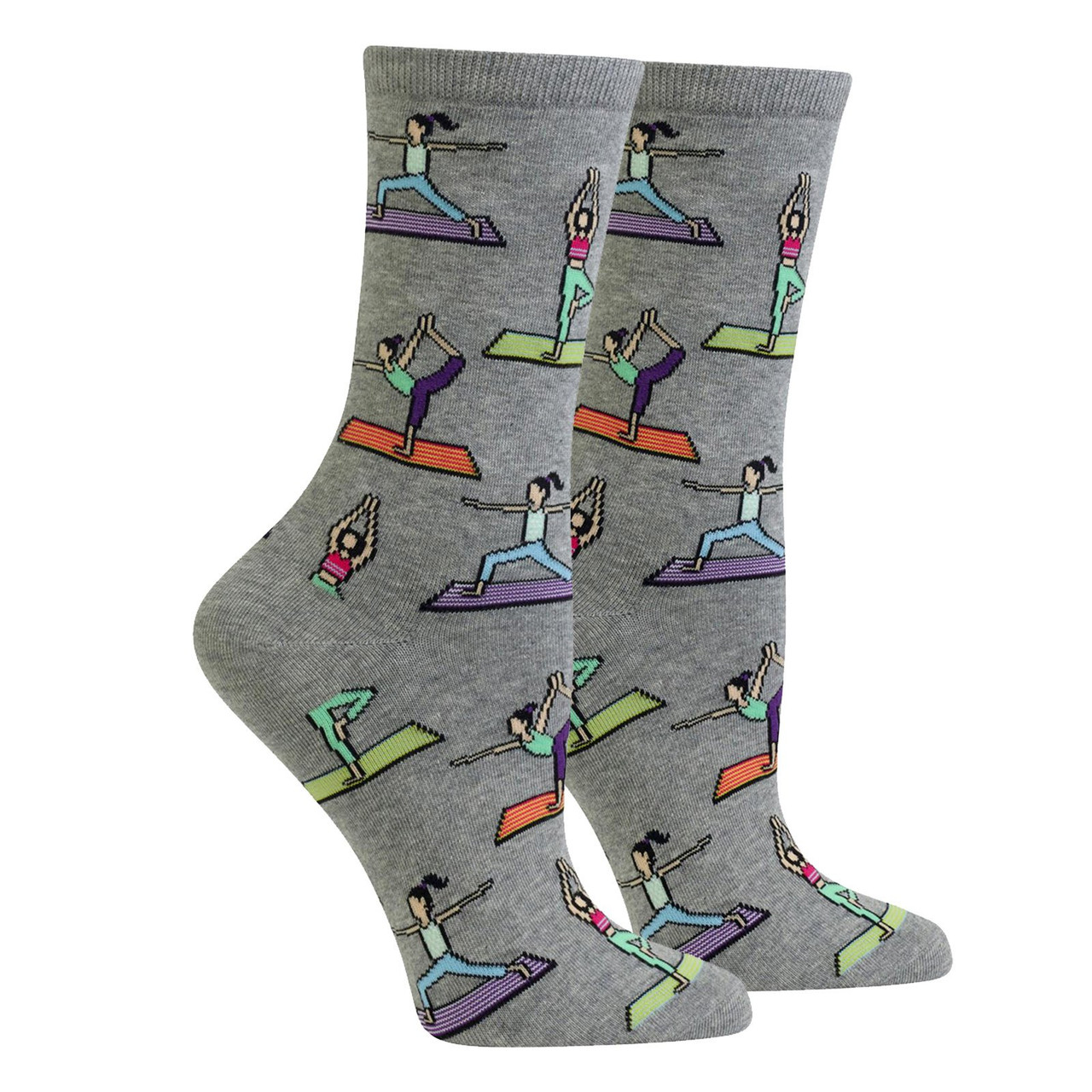 Women's Grey Crew Socks for Yoga
