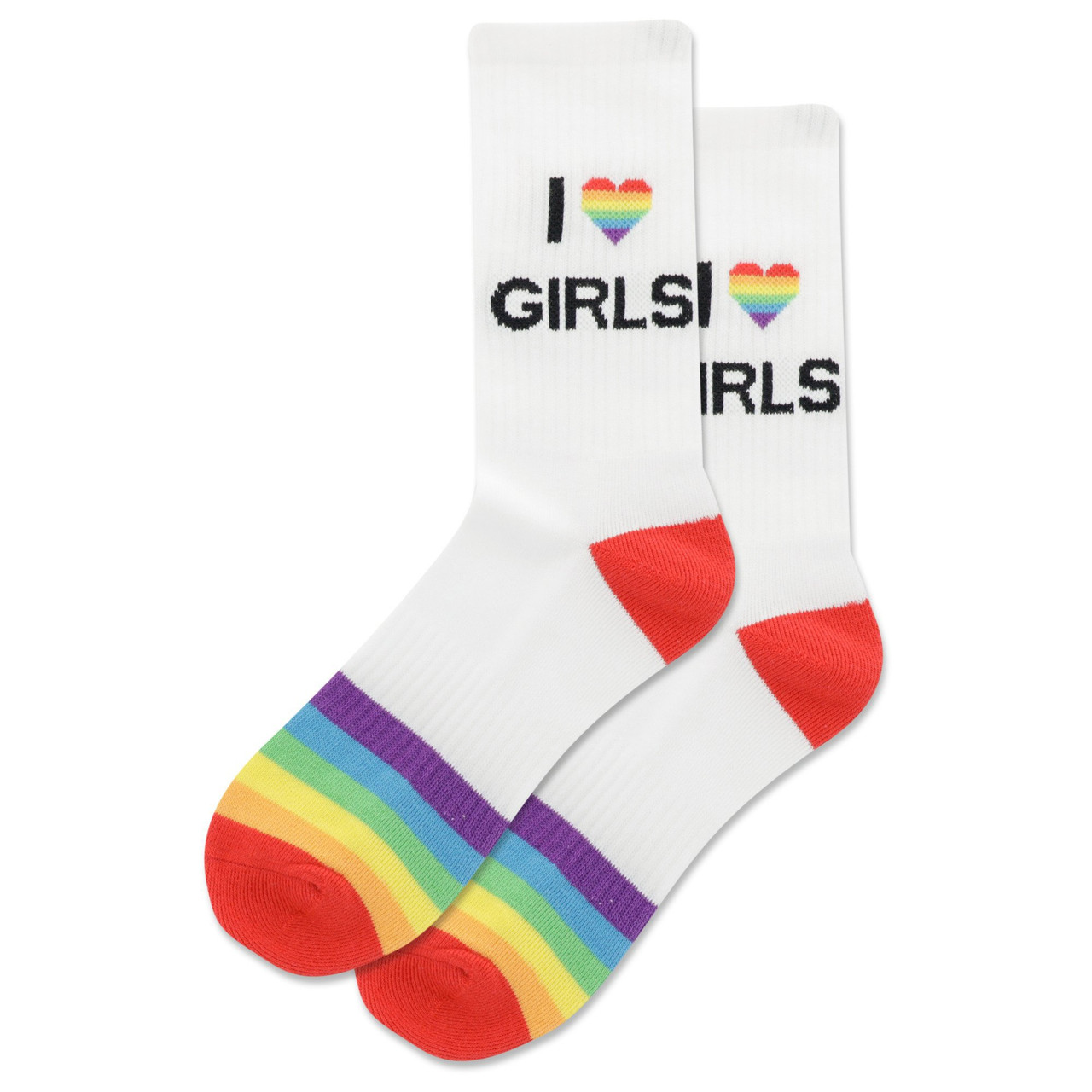 Women's White Crew Socks with 'I Love Girls' Design