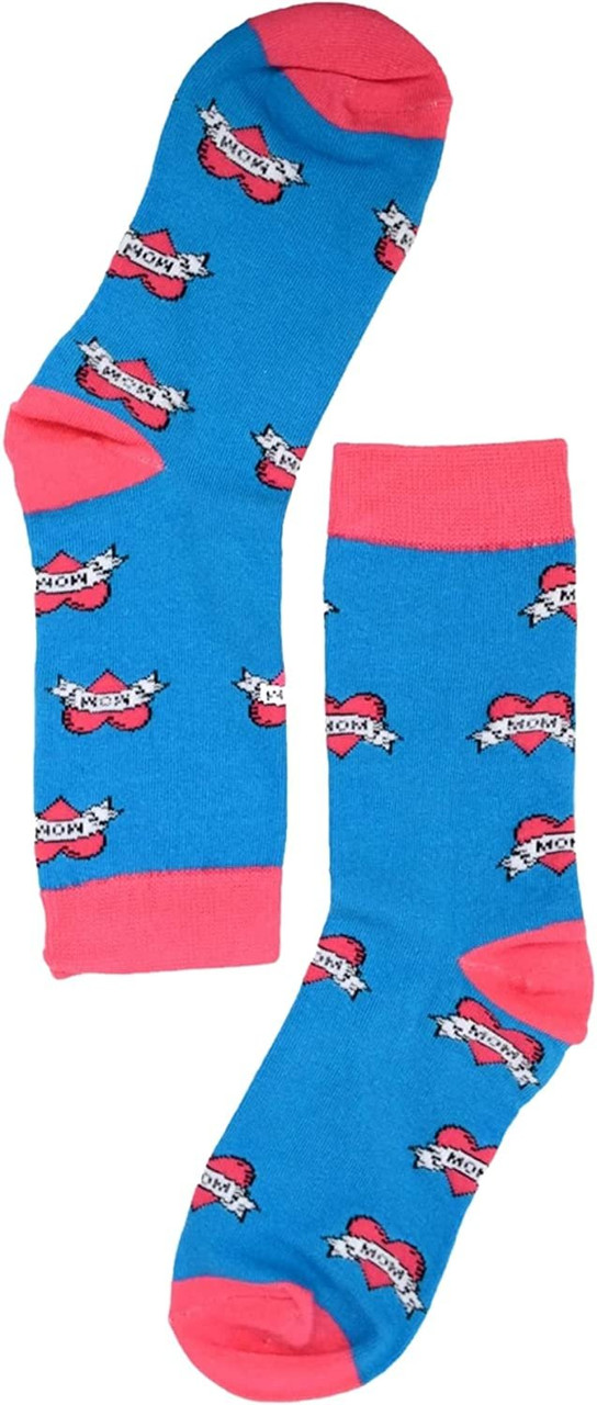 Charming Blue Novelty Socks Celebrating Moms