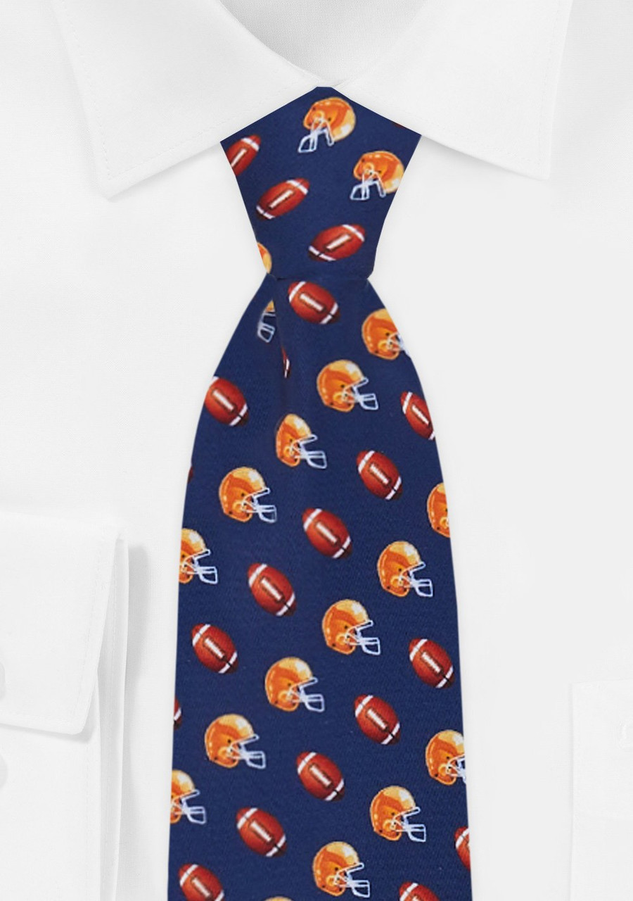 Football Helmets Dark Blue Necktie
