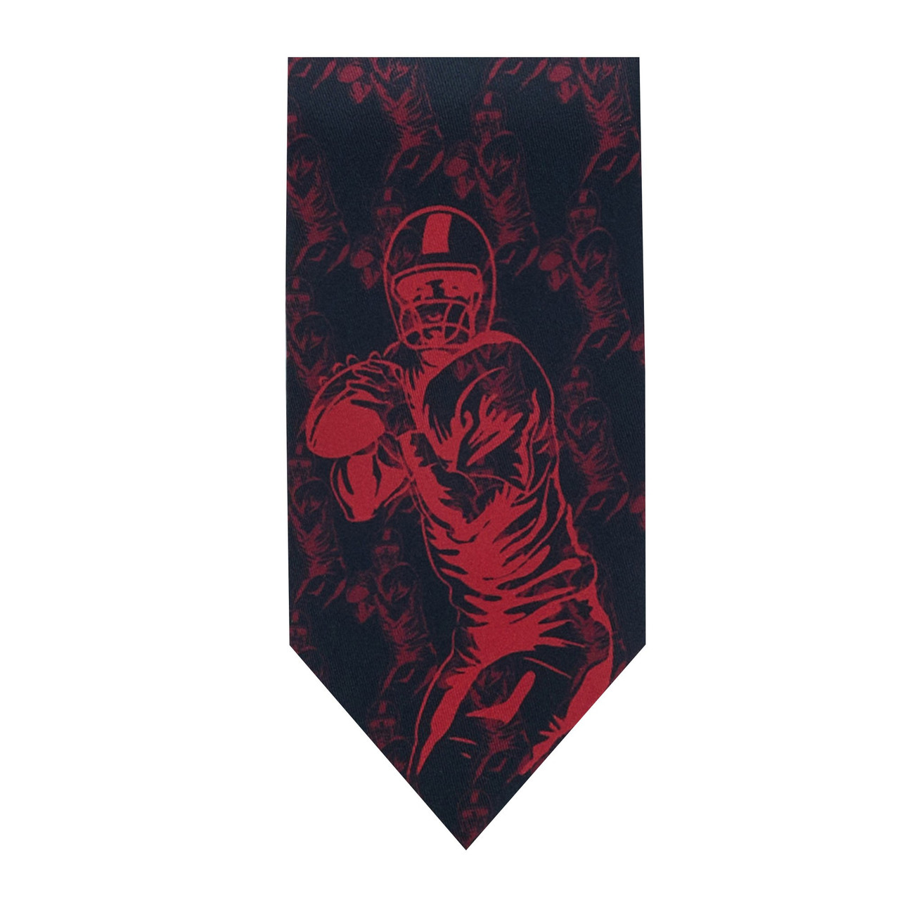 Red Football Player Silhouette Tie