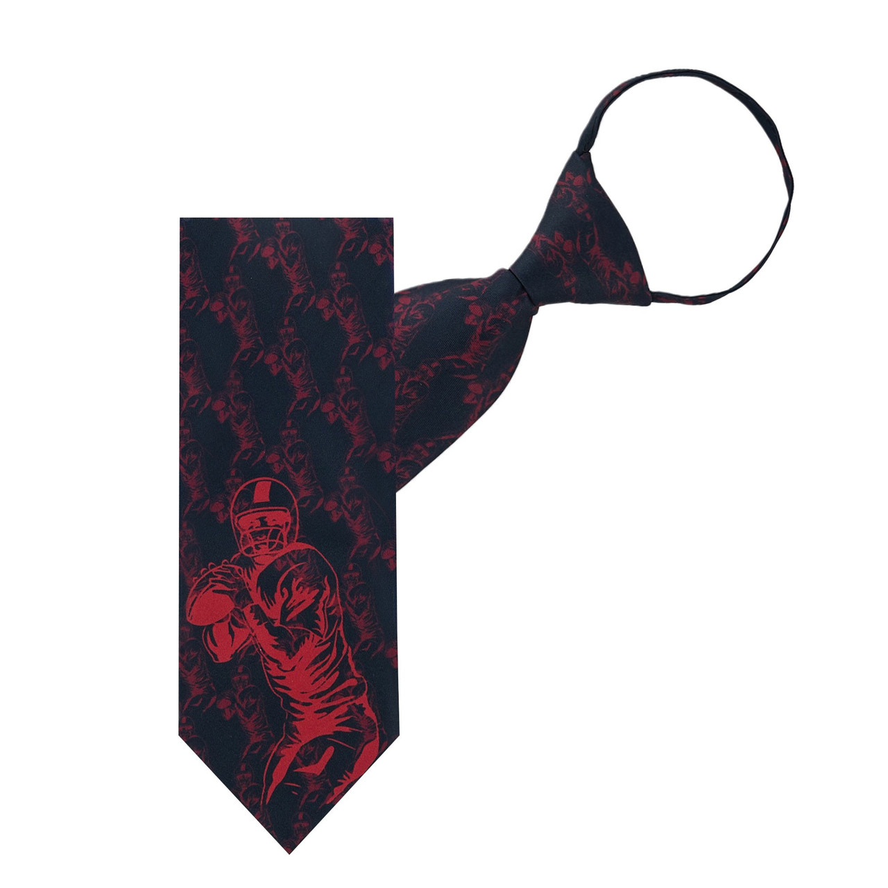 Red Football Player Silhouette Tie