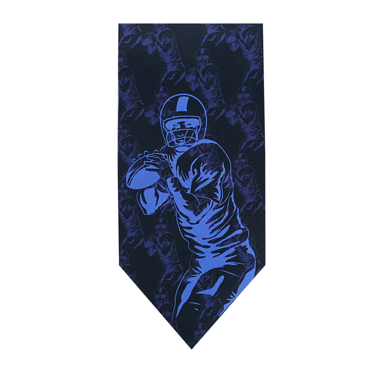 Ice Blue Football Player Silhouette Tie