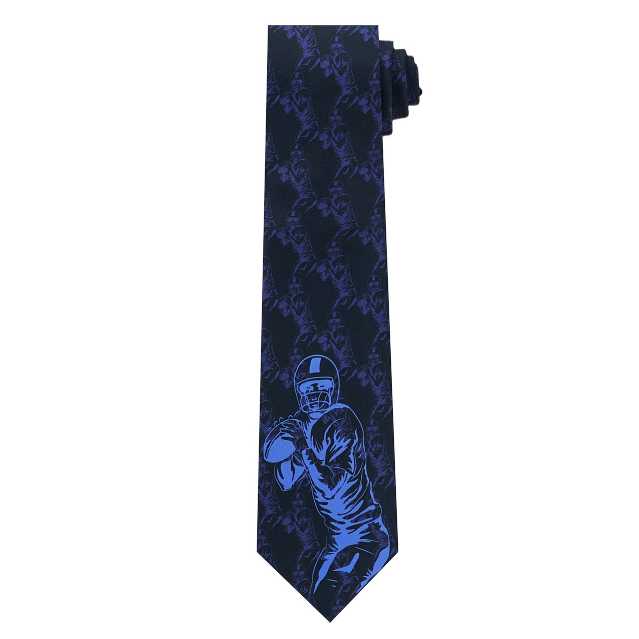 Ice Blue Football Player Silhouette Tie