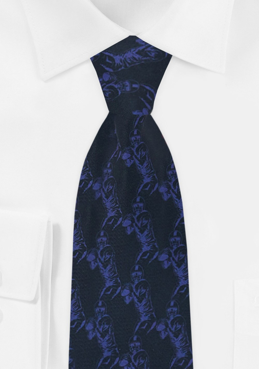 Ice Blue Football Player Silhouette Tie