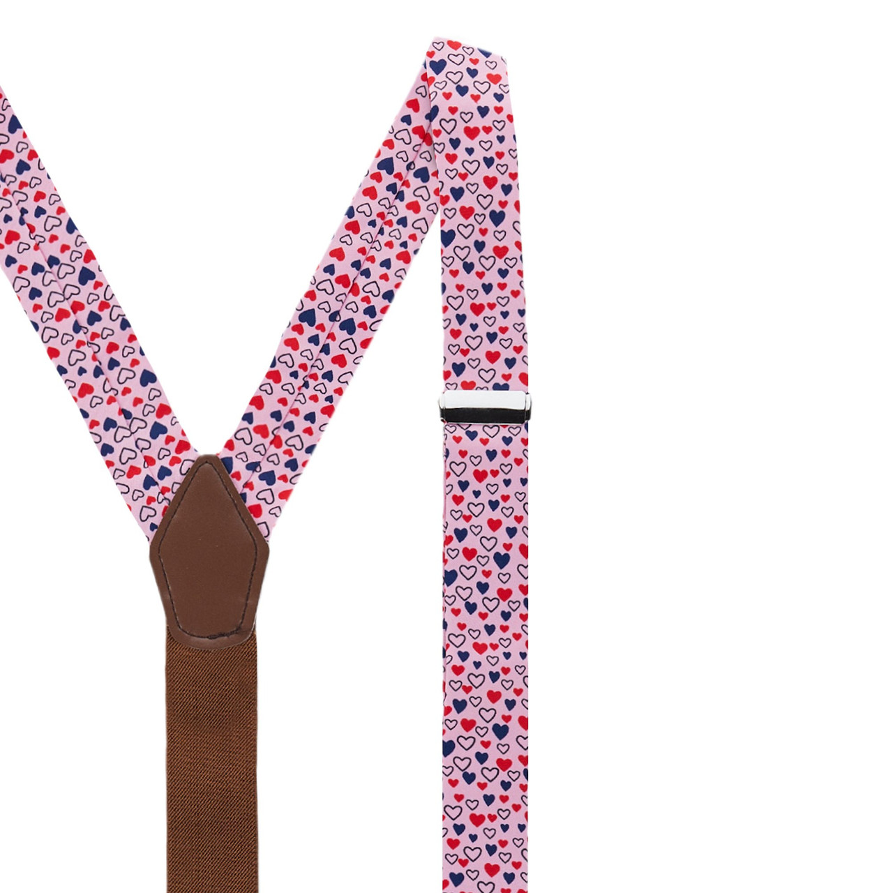 Mini Hearts Y-Back Suspenders - Light Pink