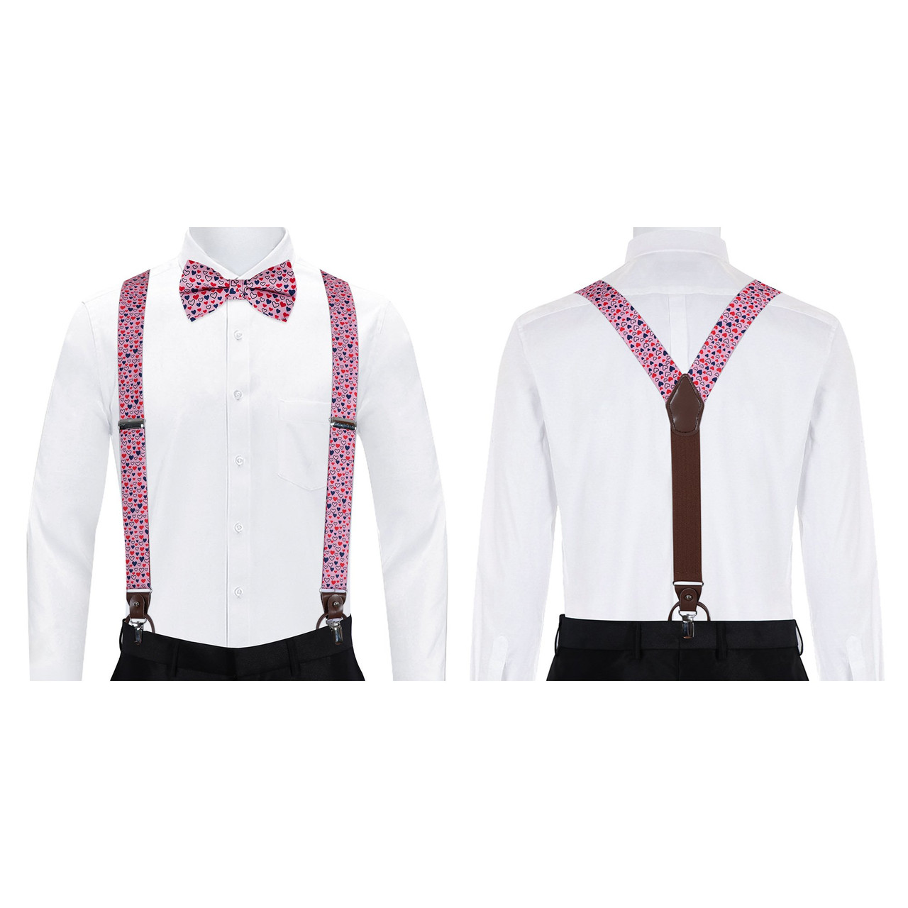 Mini Hearts Y-Back Suspenders - Light Pink