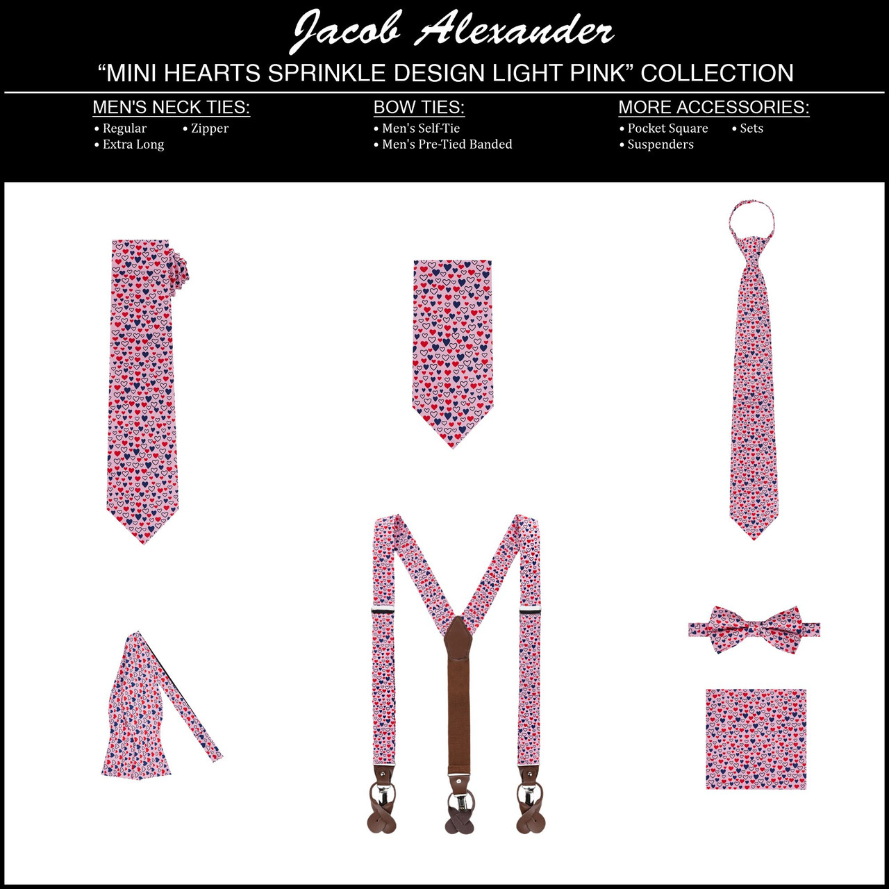 Mini Hearts Y-Back Suspenders - Light Pink