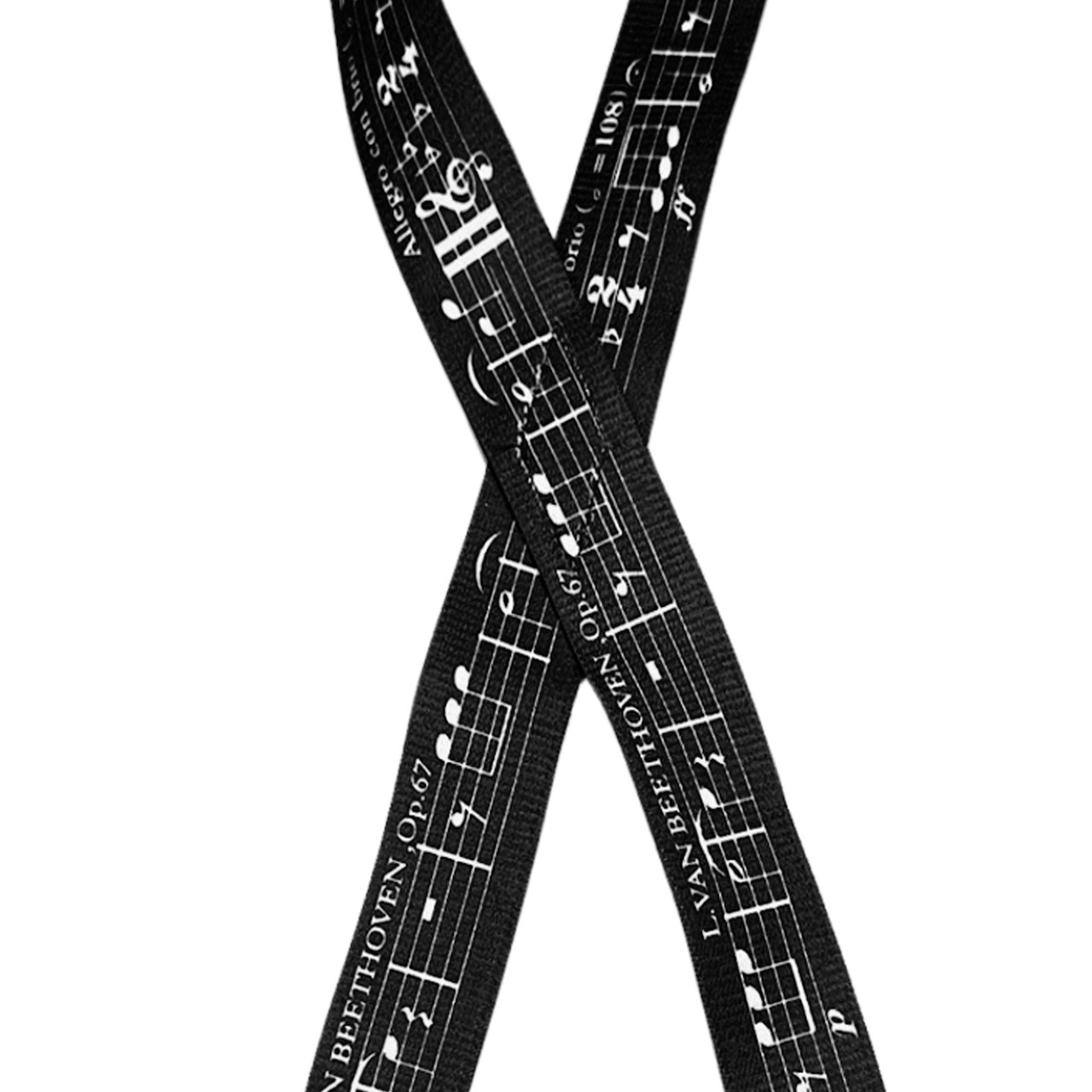 Beethoven On Black X-Back Suspenders - 1 1/2" Width, 48" Length