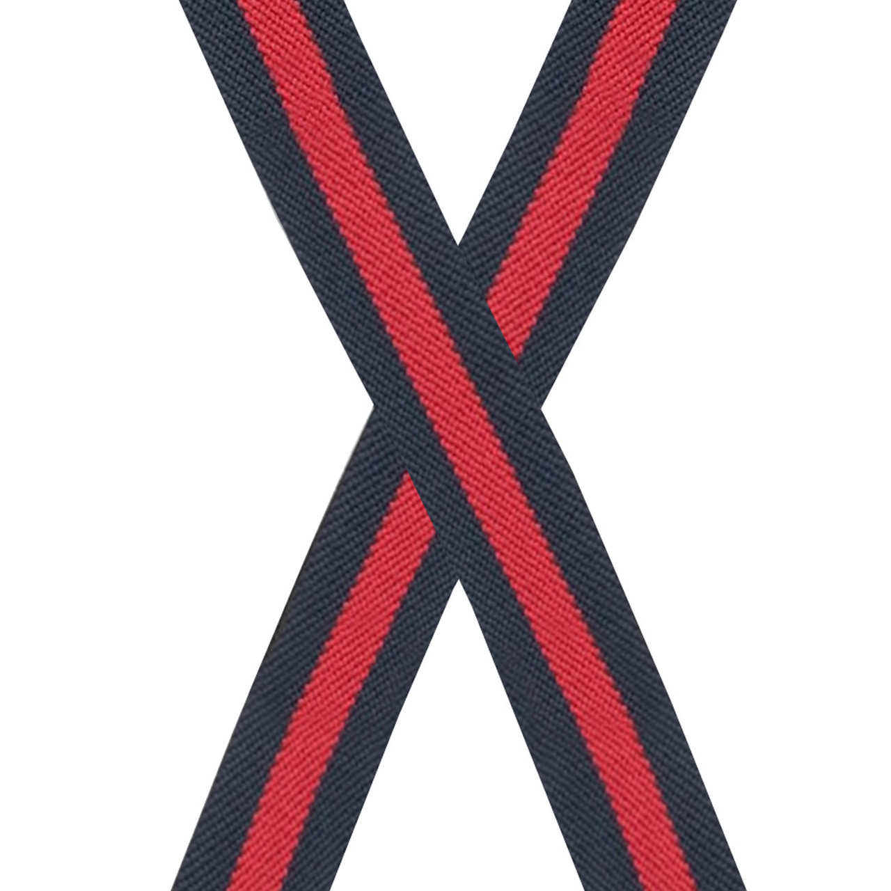 Navy Red Stripped X-Back Suspenders - 1 1/2" Width, 48" Length