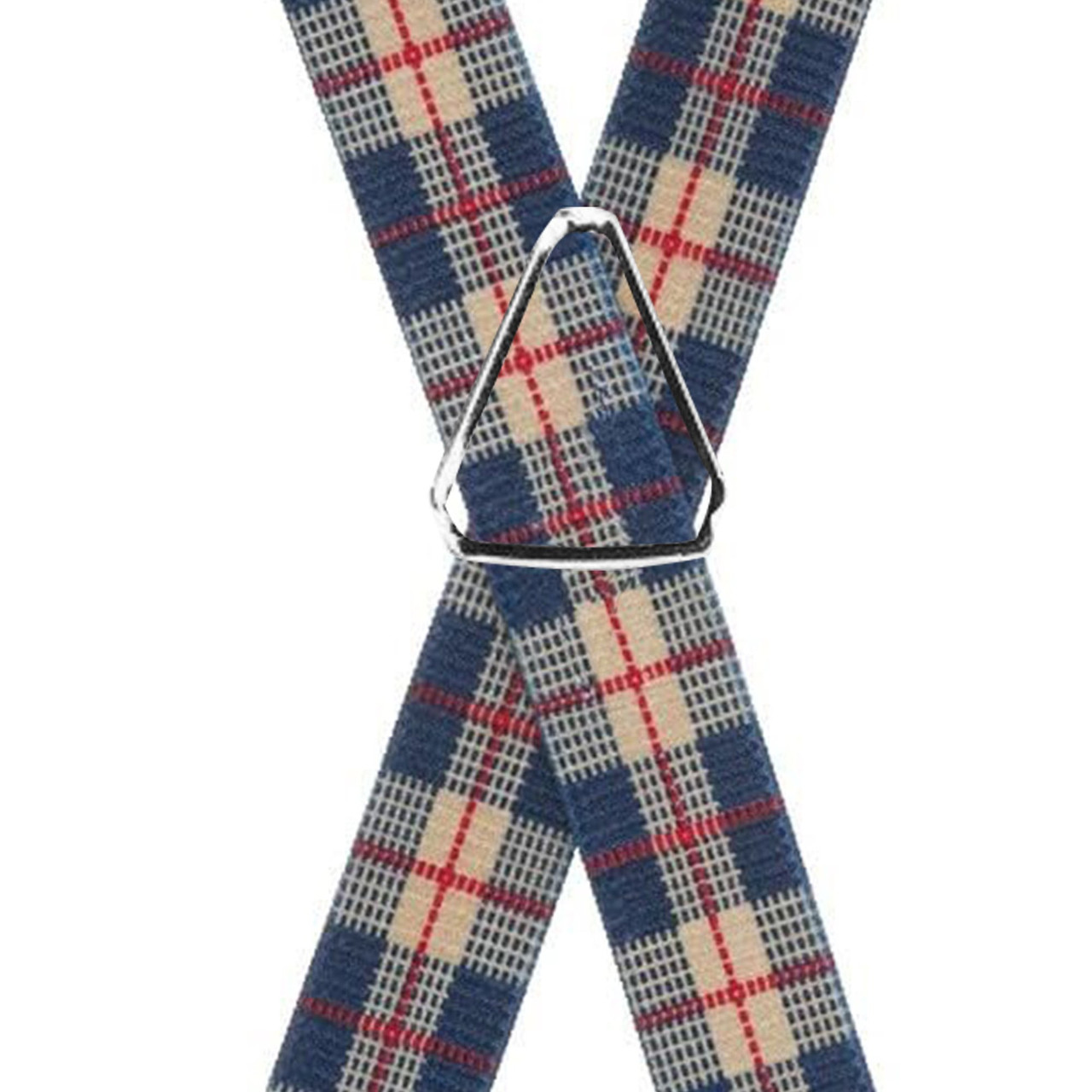 Beige Plaid X-Back Suspenders - 1 1/2" Width, 48" Length