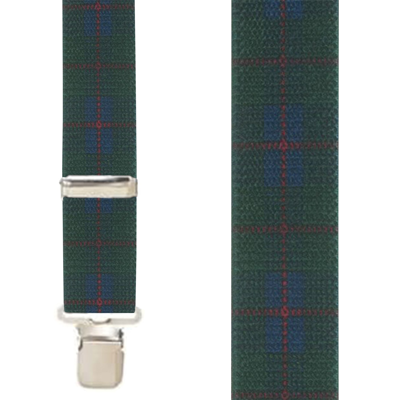 Hunter Plaid X-Back Suspenders - 1 1/2" Width, 48" Length