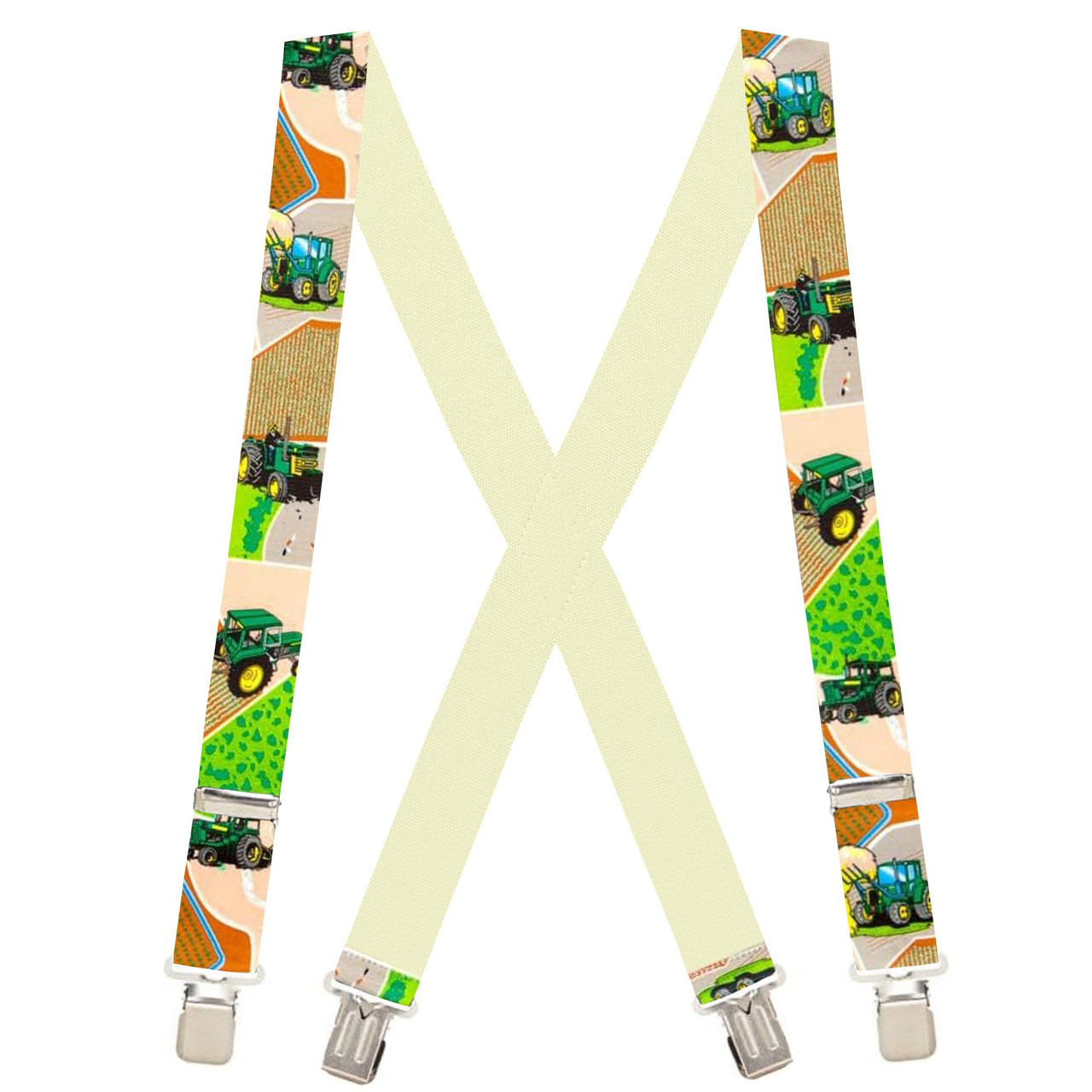 Tractor Green X-Back Suspenders - 1 1/2" Width, 48" Length
