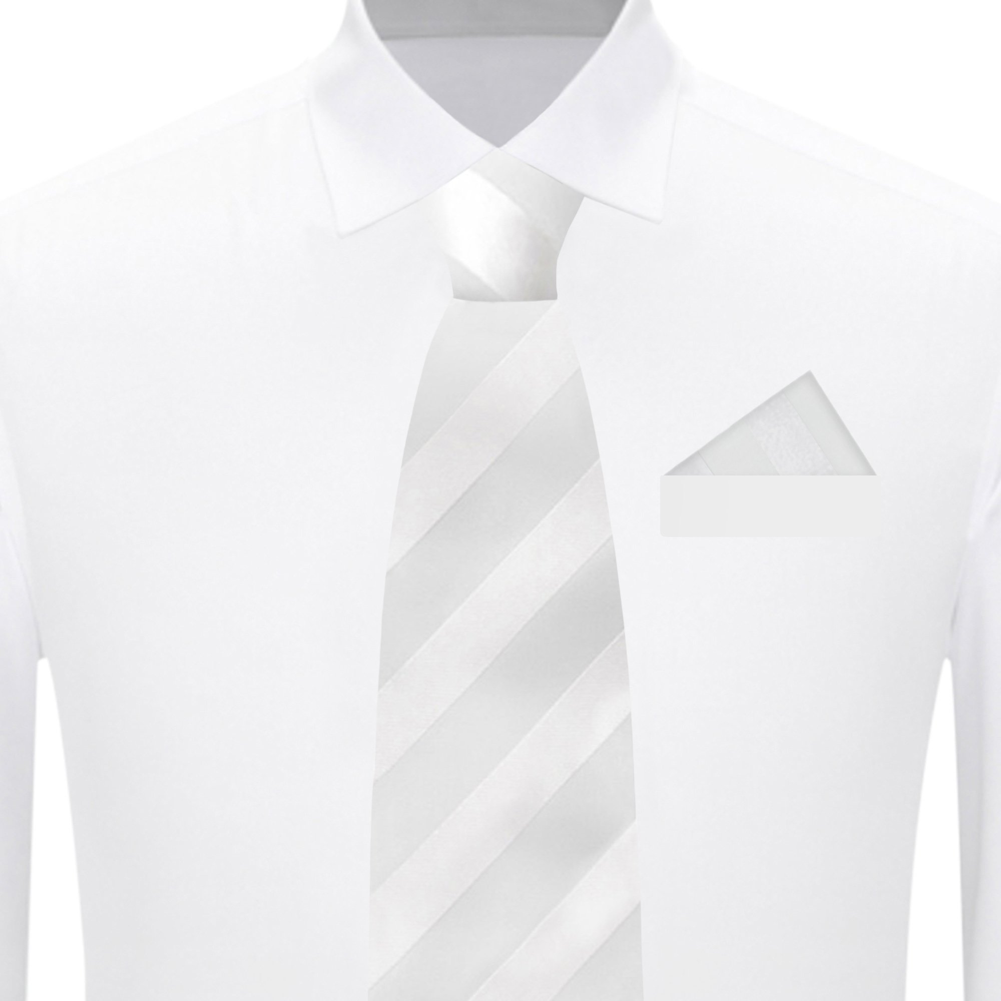 White Solid Tonal Stripe Tie