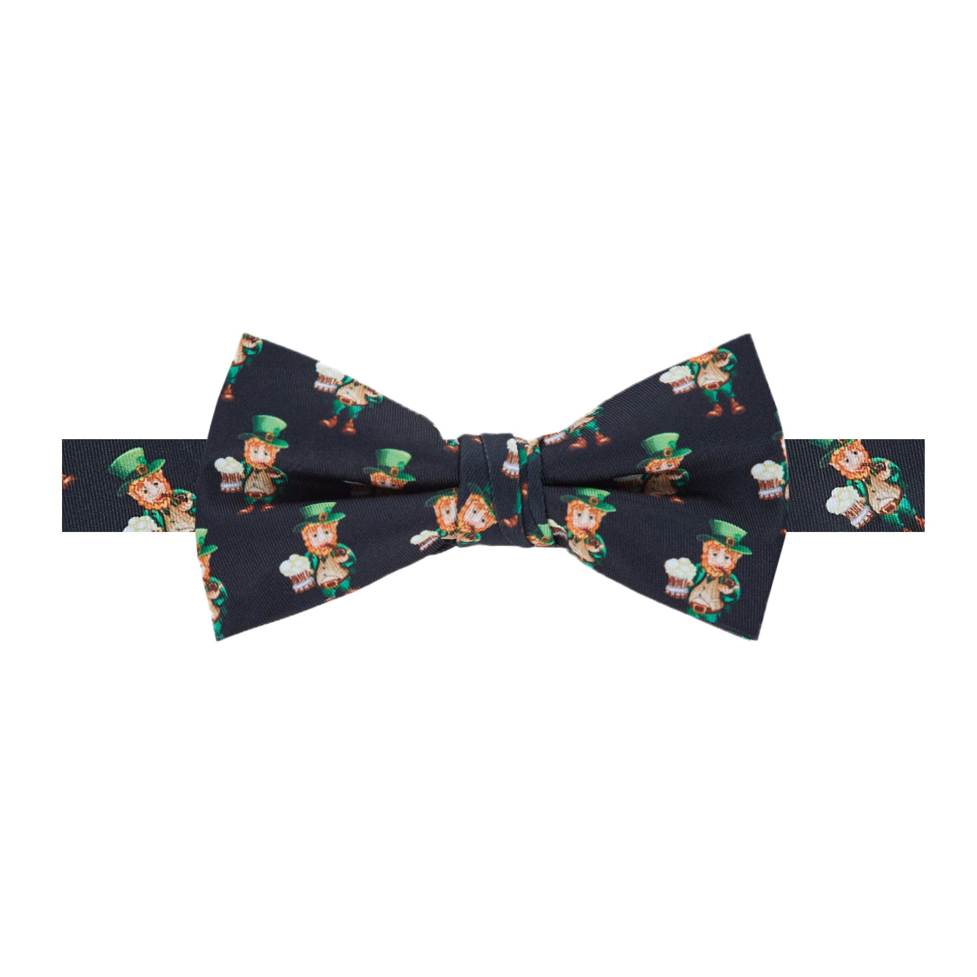 Irish Elf With Drinks Banded Bow Tie - Black