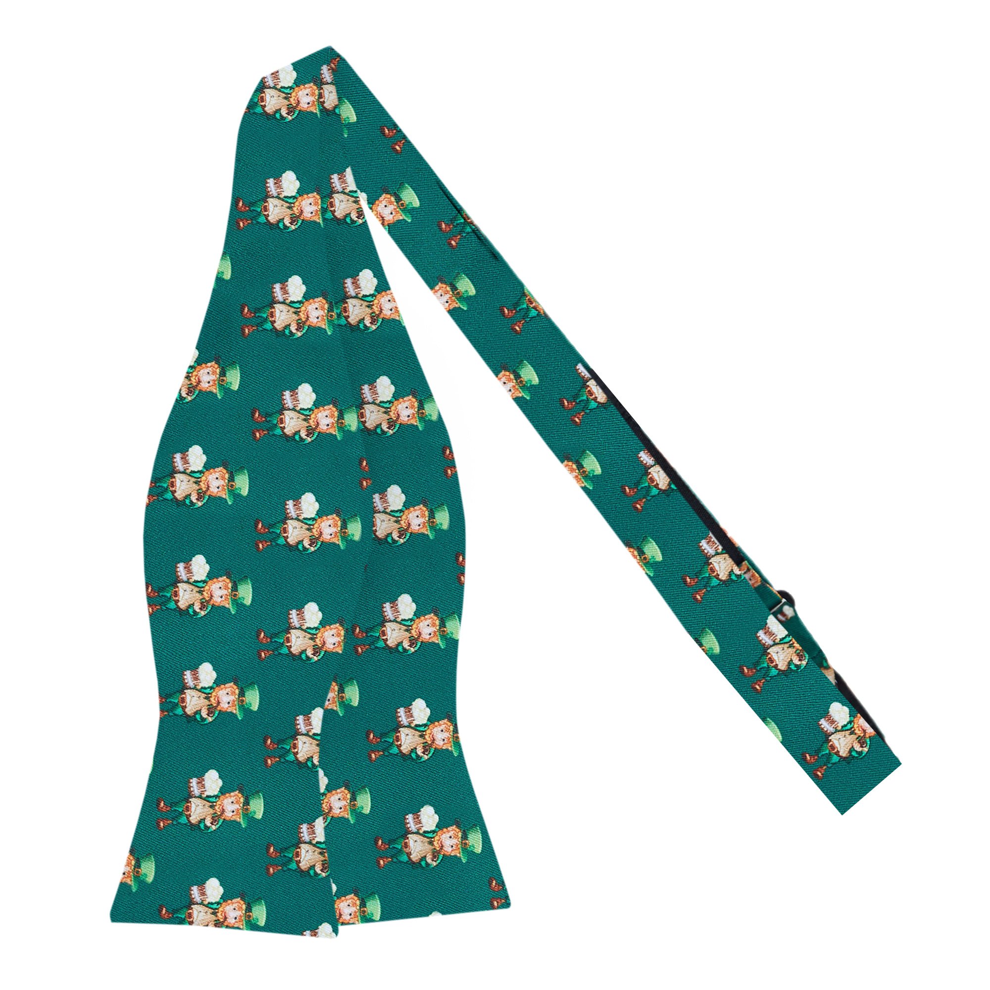 Irish Elf With Drink Self Tie Bow Tie - Dark Green