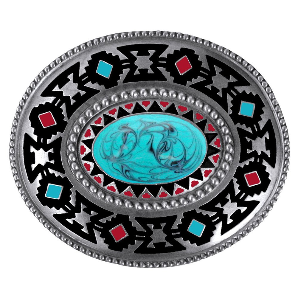 Boot Stomping Belt Buckle Oblong Southwestern Belt Buckle - Black/Brown