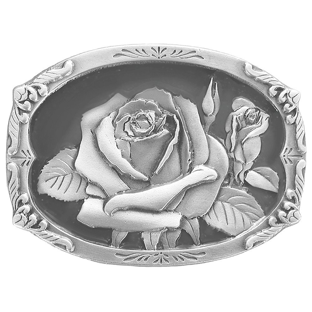Red Blossom Belt Buckle Monochrome - Black/Brown