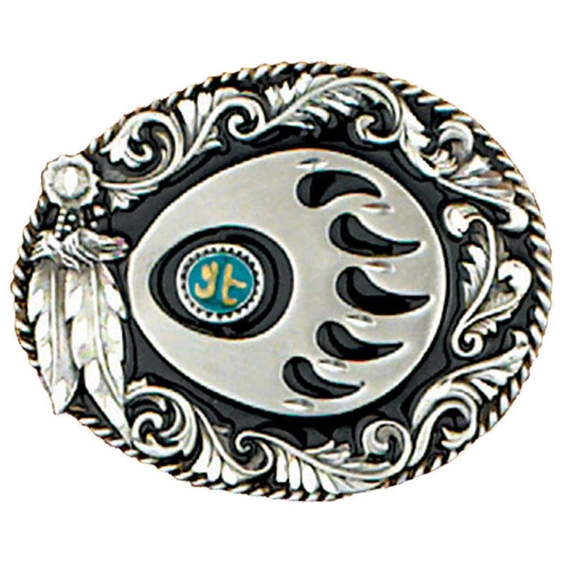 Silver Trimmed Grizzly Claw Buckle - Black/Brown