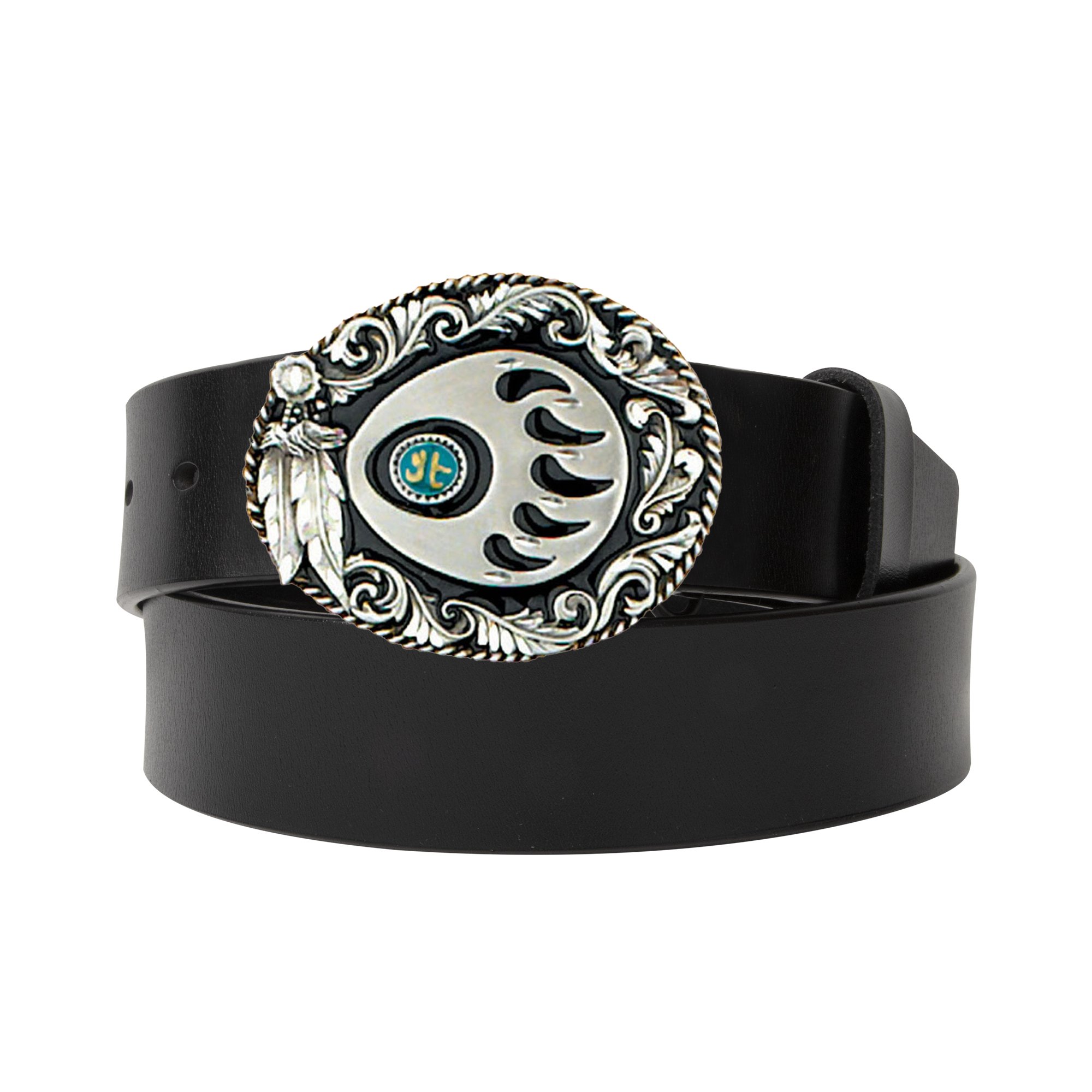 Silver Trimmed Grizzly Claw Buckle - Black/Brown
