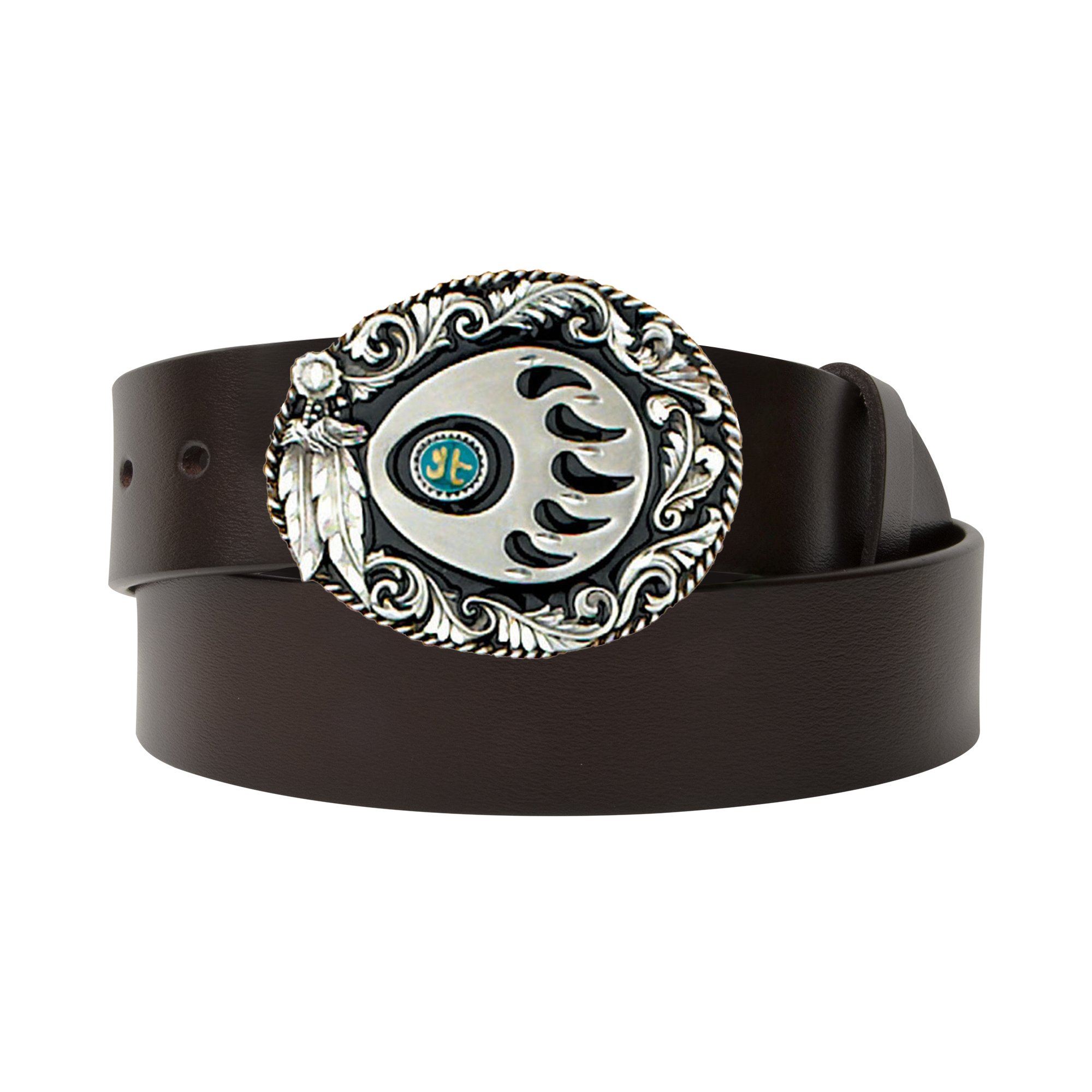 Silver Trimmed Grizzly Claw Buckle - Black/Brown