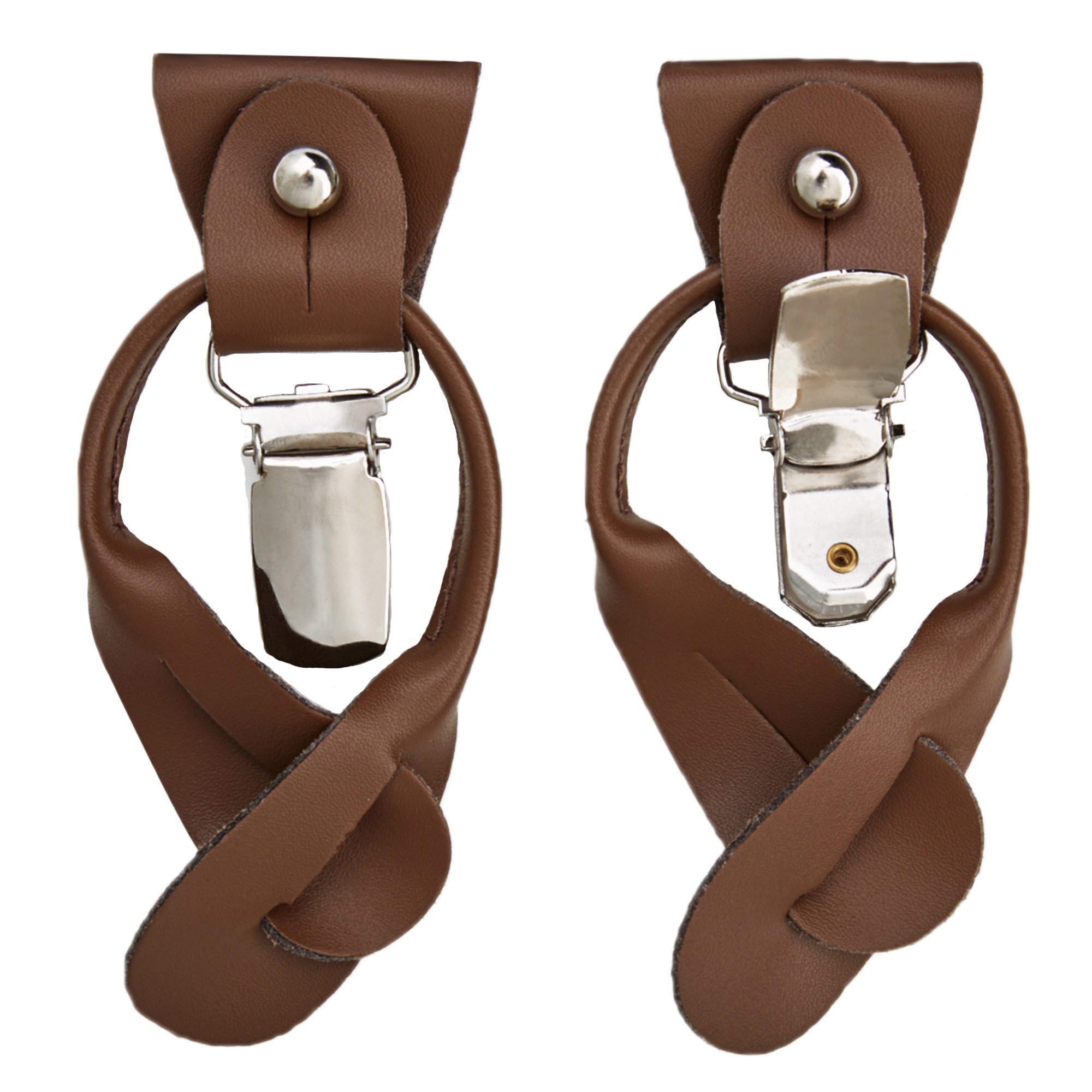 Men's Solid Fabric Suspenders Braces with Convertible Leather Ends and Clips Y-Back - Copper Sundial