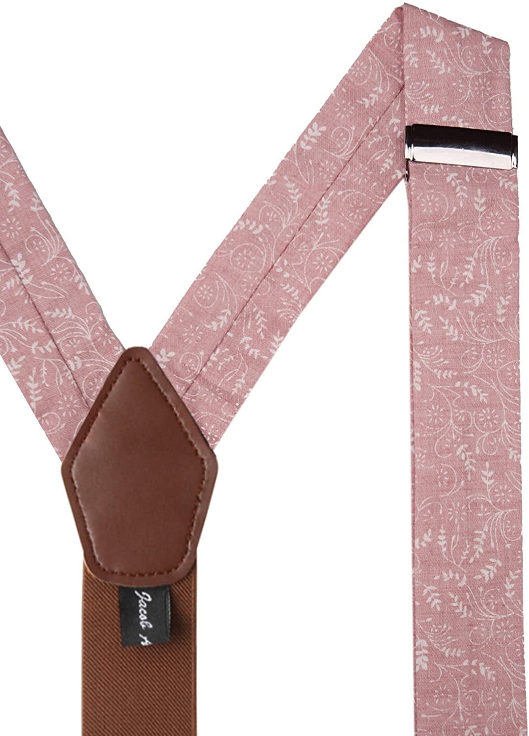 Men's Floral Cotton Suspenders - Dusty Rose