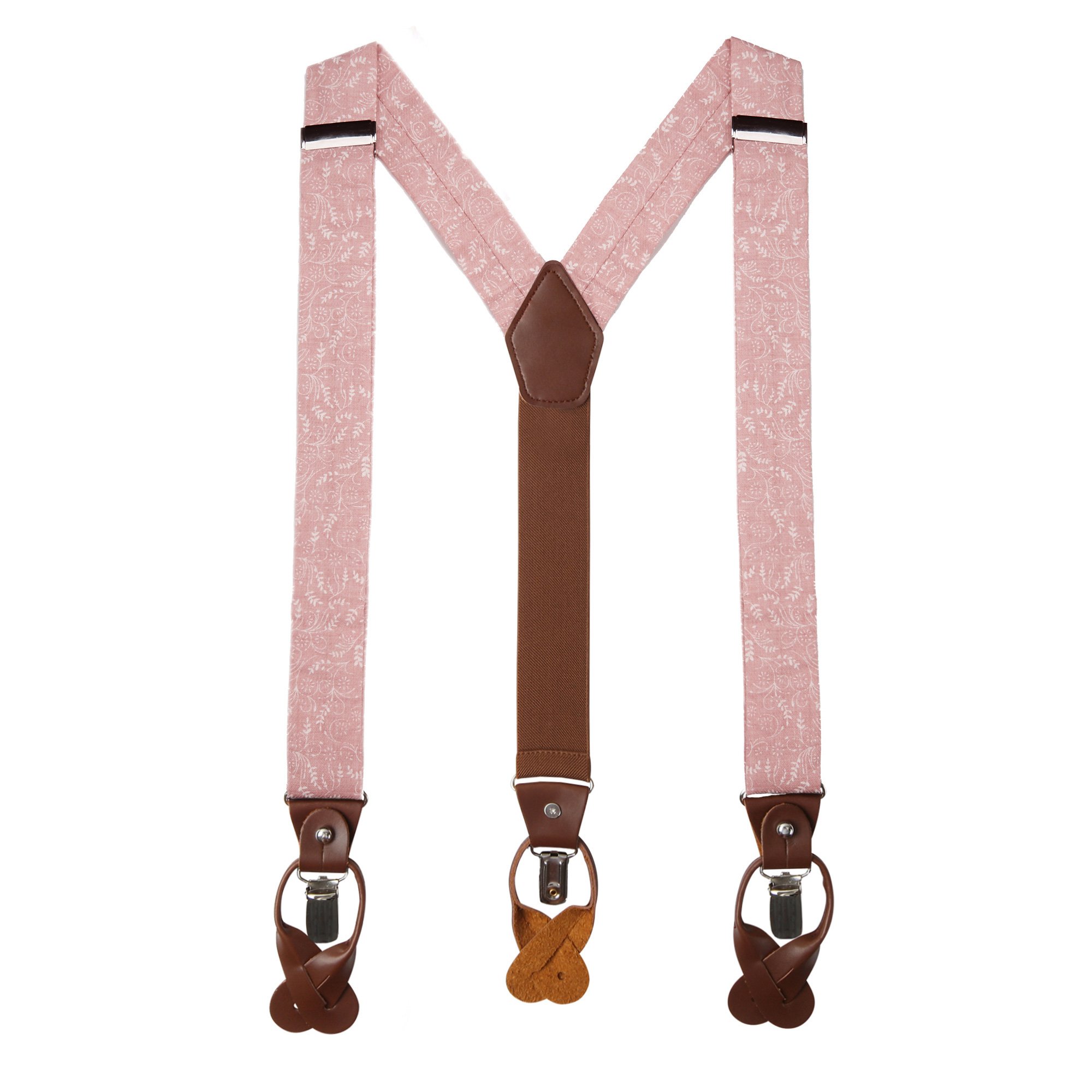 Men's Floral Cotton Suspenders - Dusty Rose