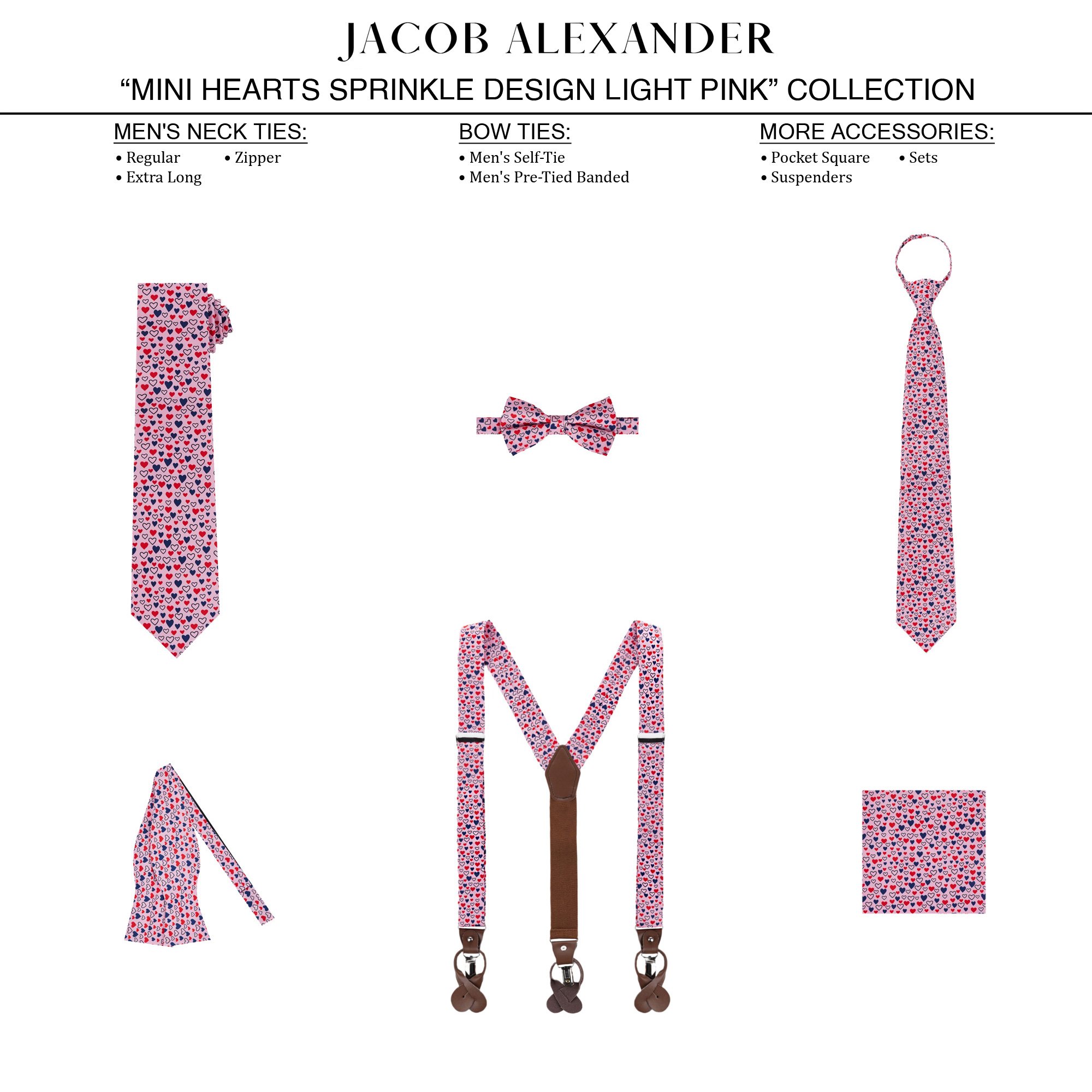 Men's Happy Valentine's Day Mini Hearts Sprinkle Pocket Square - Light Pink