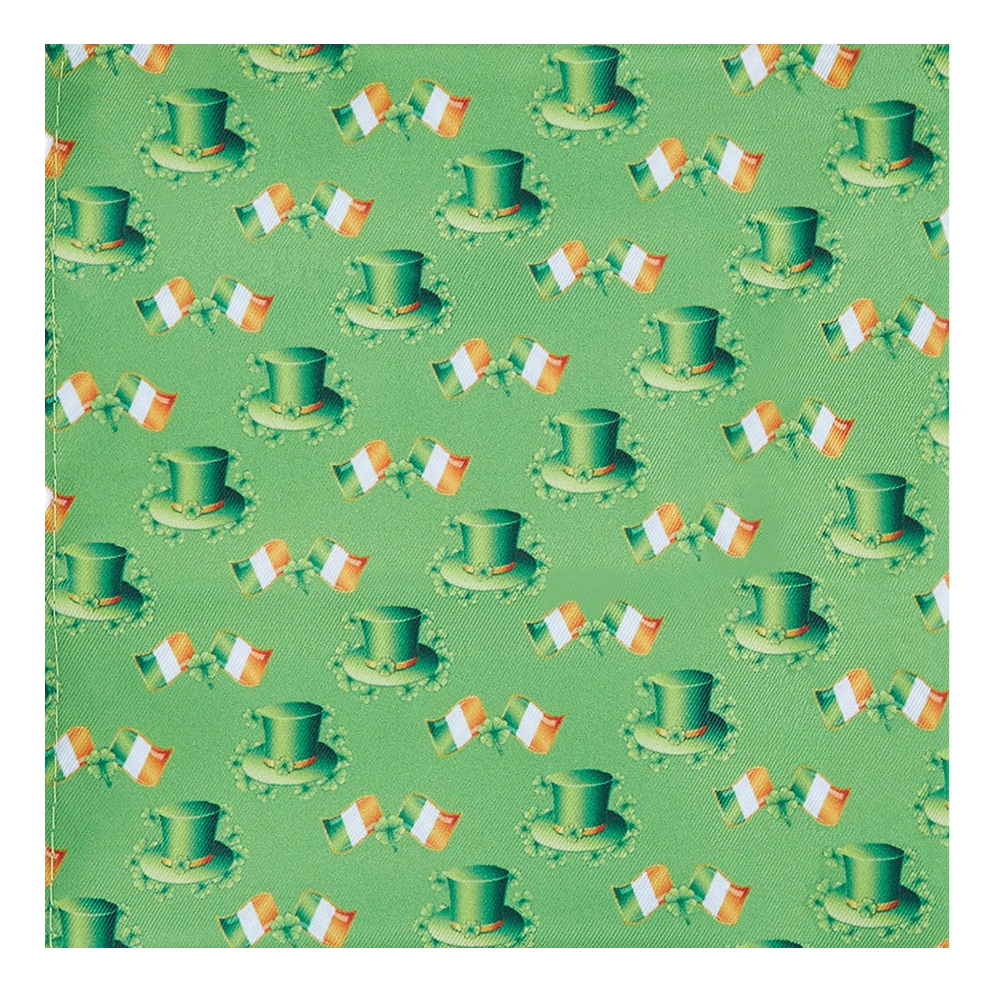 Men's Happy Saint Patrick's Day Leprechaun Hat Ireland Flag Diagonal Pattern Pocket Square - Green