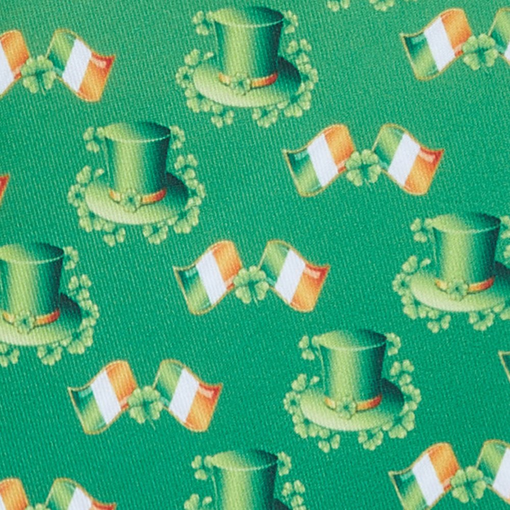 Men's Happy Saint Patrick's Day Leprechaun Hat Ireland Flag Diagonal Pattern Pocket Square - Green