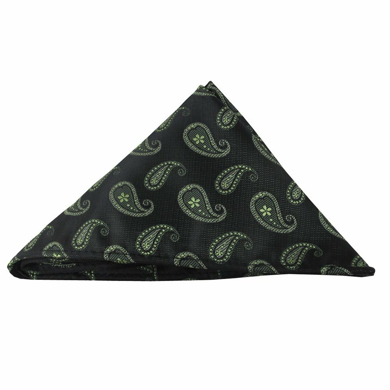 Paisley Pattern Pocket Square Handkerchief Hanky - Black Green