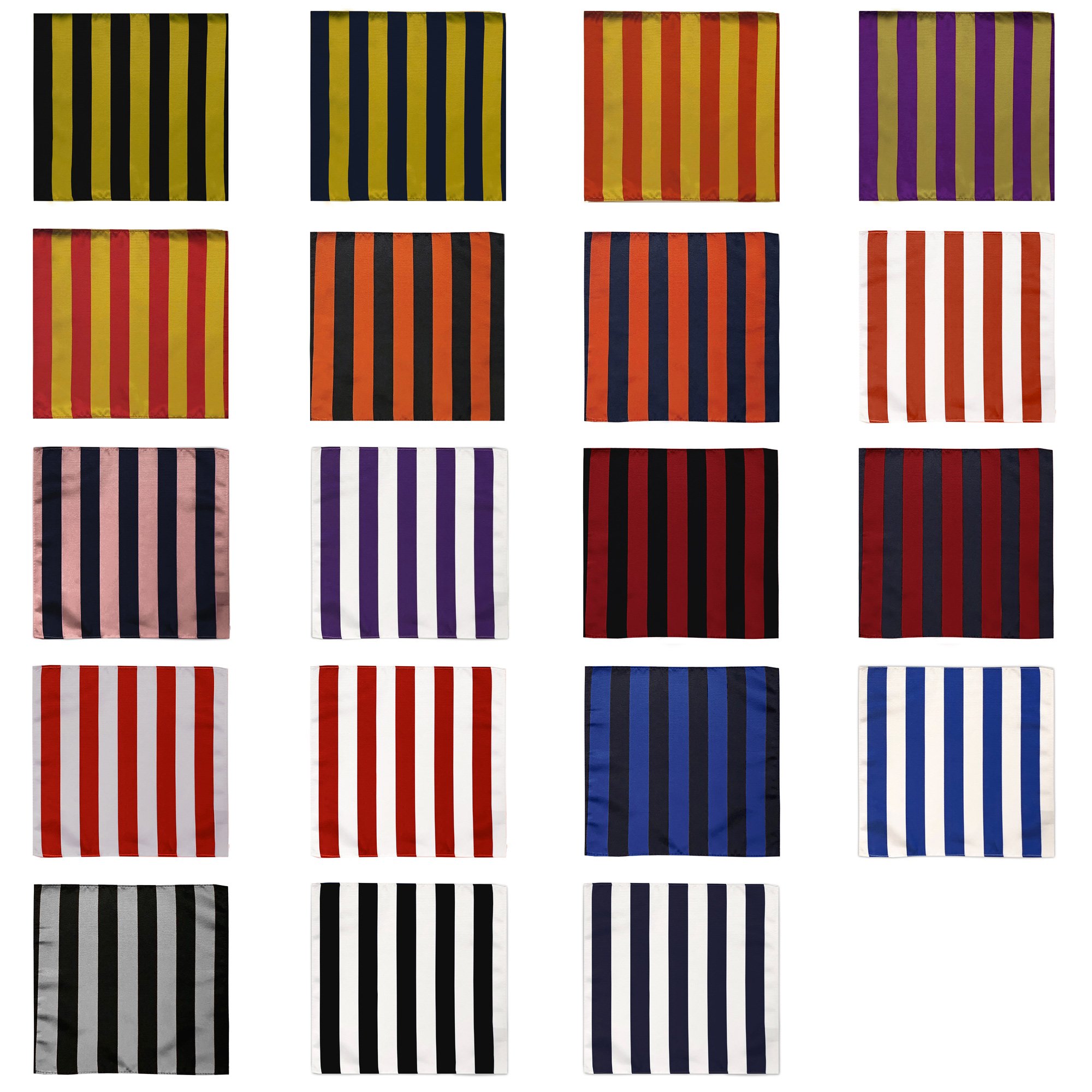 1-Inch Stripes School College Woven Hanky Pocket Square Hankerchief - Silver Black