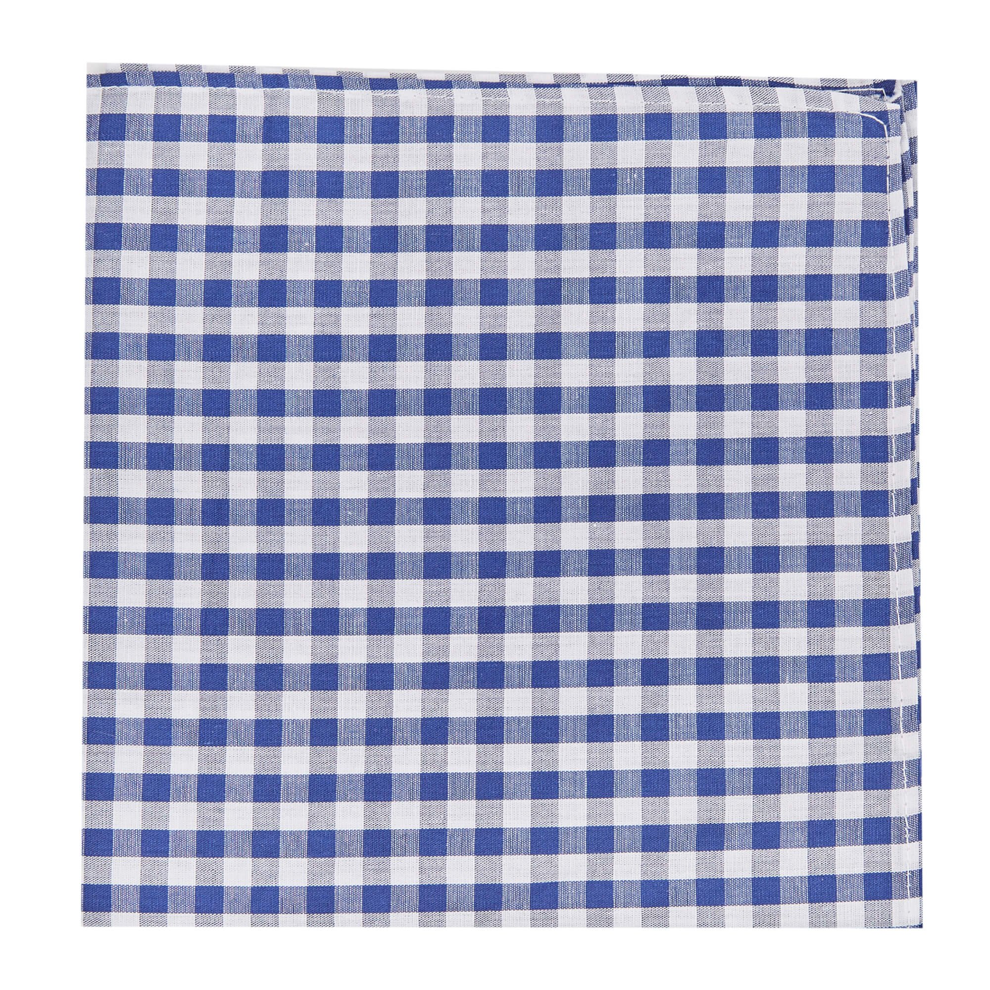 Gingham Checkered Pattern Hanky Pocket Square Handkerchief - Royal Blue
