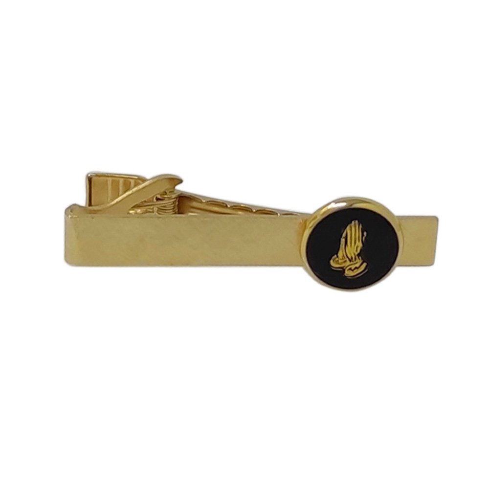 Religious Praying Hands Tie Bar - Gold