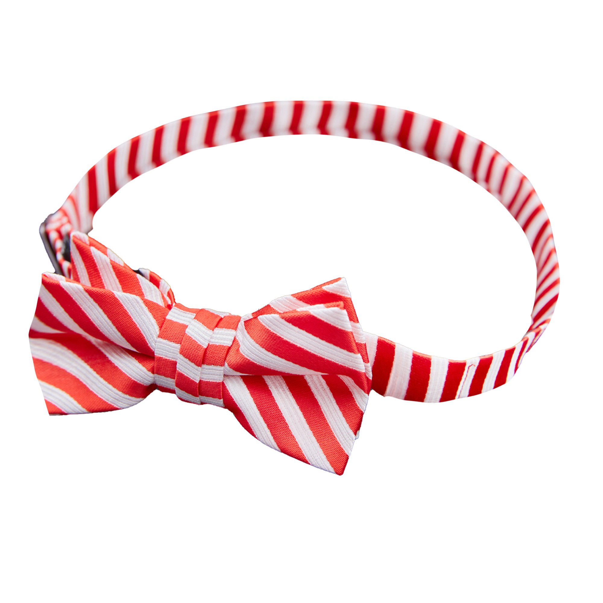 Boys' Candy Cane Red and White Stripe Pre-Tied Adjustable Banded Bow Tie