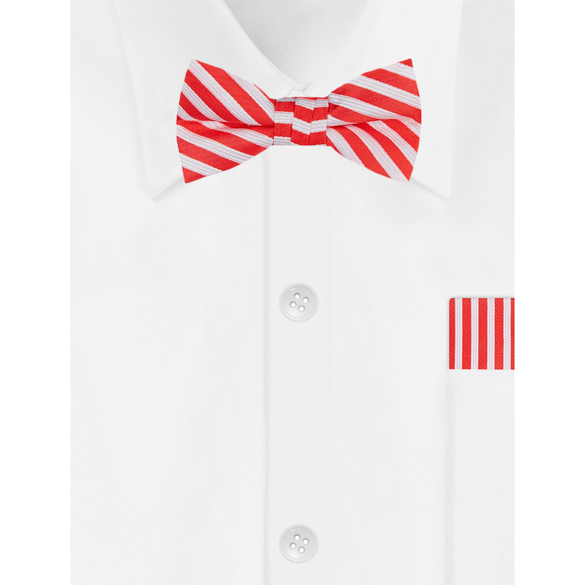 Boys' Candy Cane Red and White Stripe Pre-Tied Adjustable Banded Bow Tie