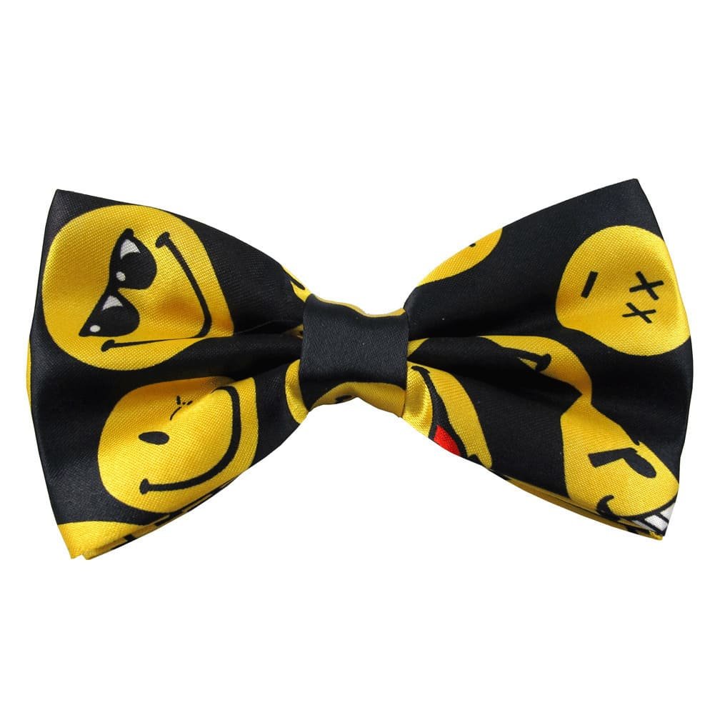 Men's Emoji Faces Pre-Tied Banded Adjustable Novelty Bow Tie