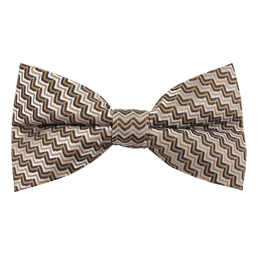 Men's Static Tans Pattern Pre-Tied Adjustable Banded Bow Tie - Brown Gold