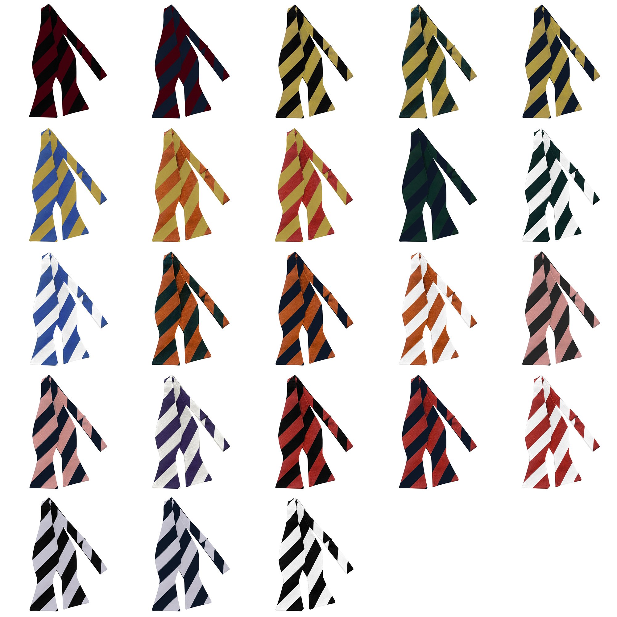 Men's 1-Inch Stripes School College Woven Silk Freestyle Self-Tie Bow Tie - Gold Orange