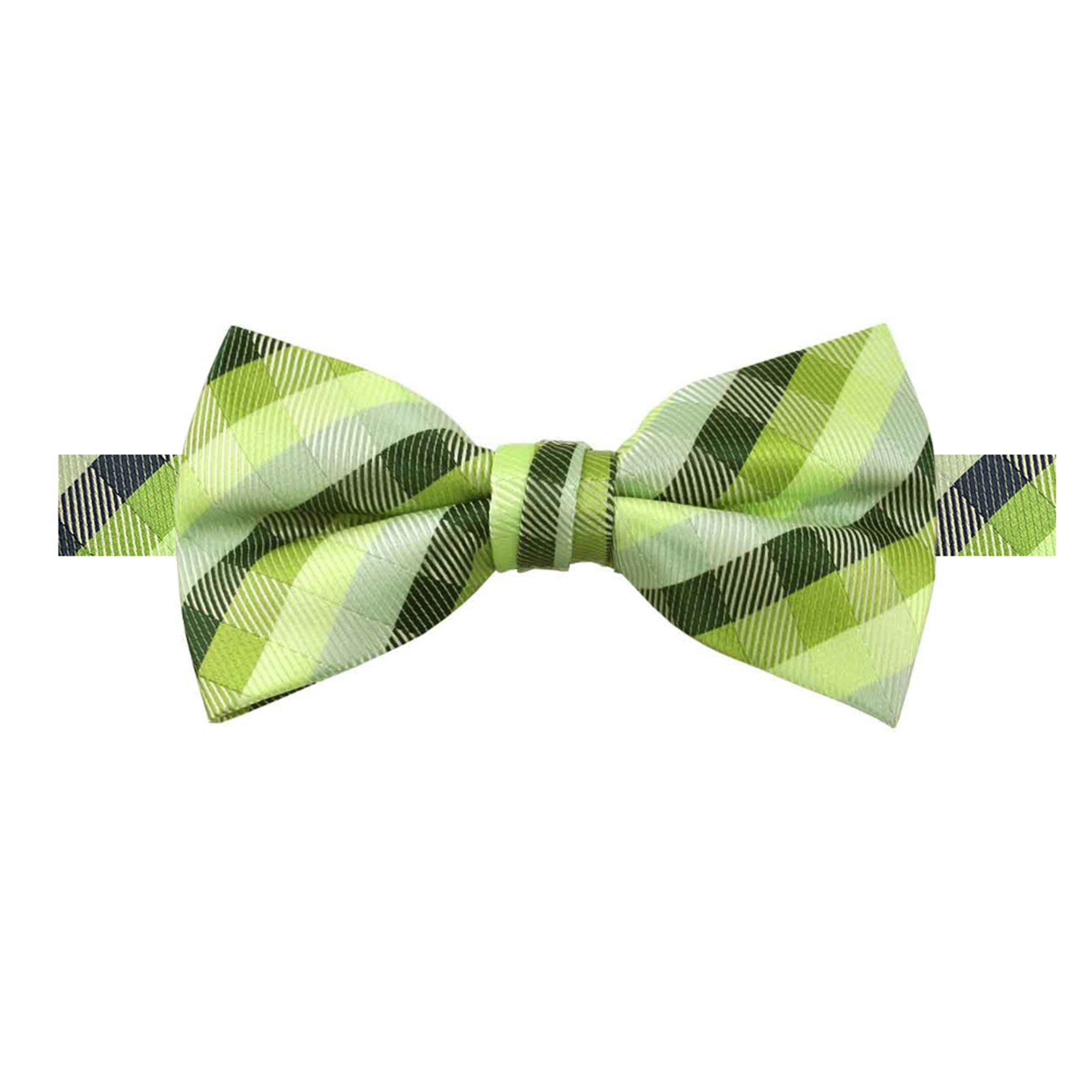Men's Plaid Pre-Tied Adjustable Banded Bow Tie - Green