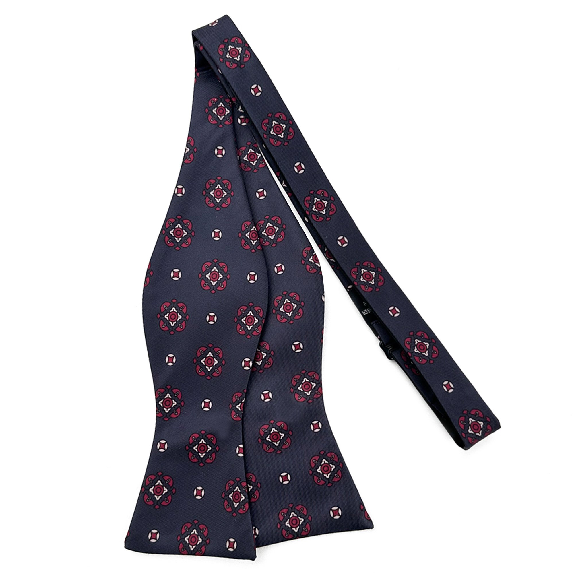 Men's Diamond Bloom Pattern Traditional Freestyle Self-Tie Bow Tie - Navy Blue