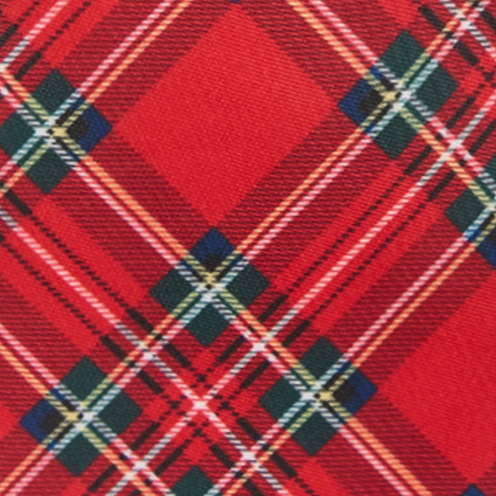 Men's Red Christmas Plaid Adjustable Pre-Tied Banded Bow Tie