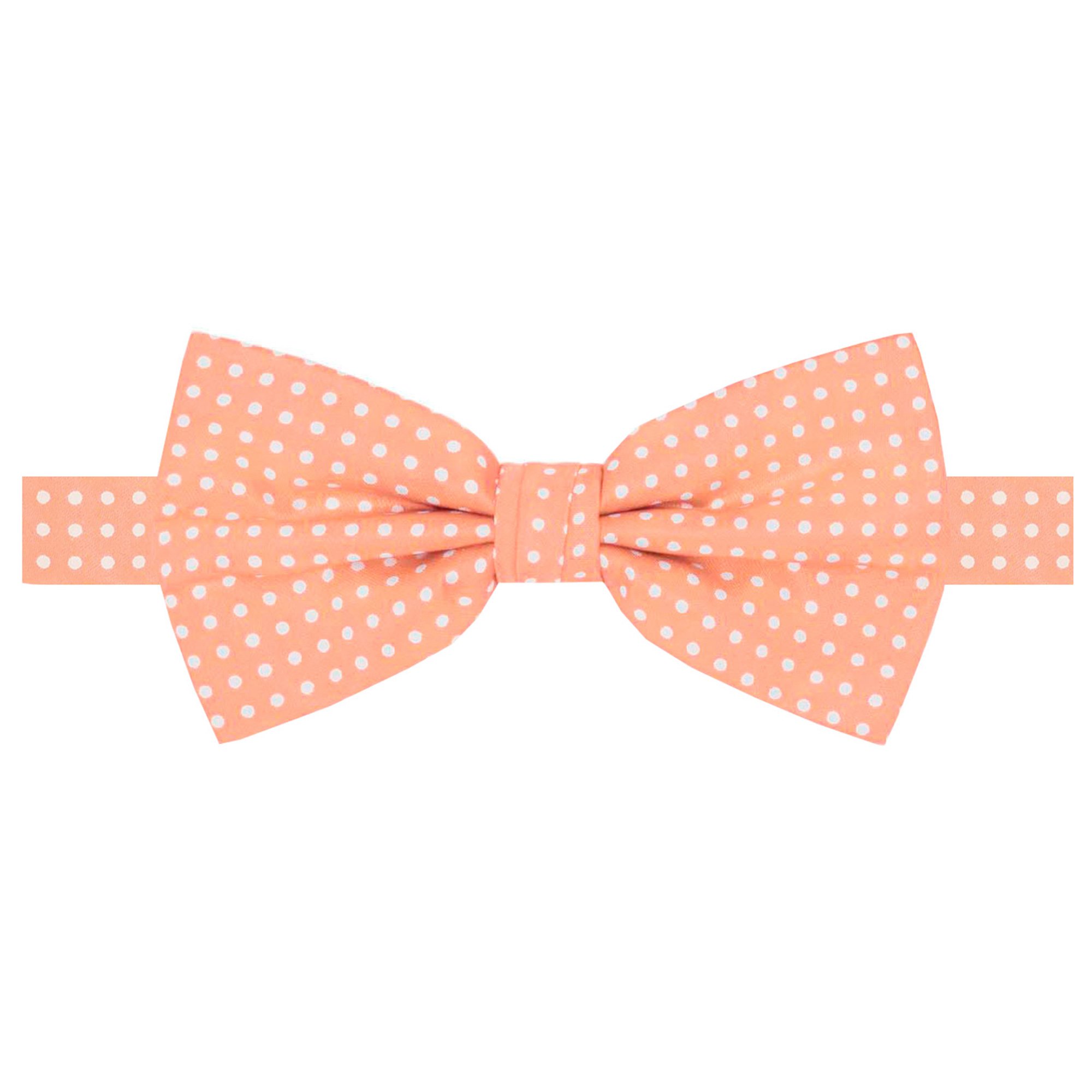 Men's Polka Dot Print Pre-Tied Banded Adjustable Bow Tie - Peach