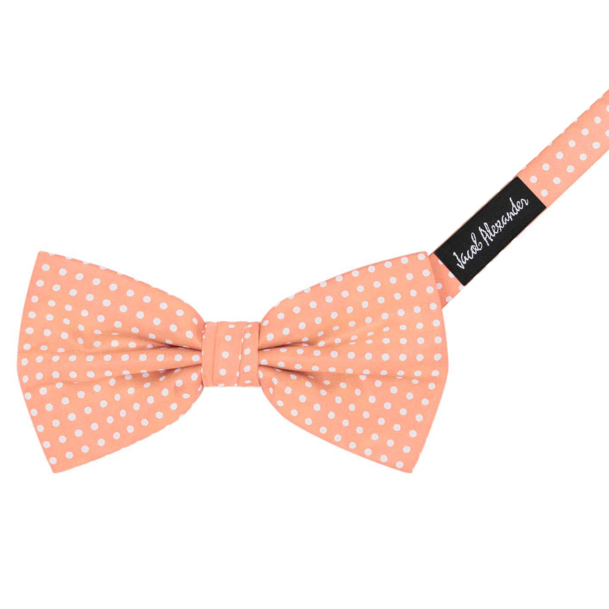 Men's Polka Dot Print Pre-Tied Banded Adjustable Bow Tie - Peach